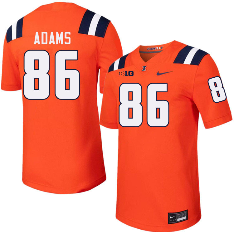 Men #86 Weston Adams Illinois Fighting Illini College Football Jerseys Stitched-Orange